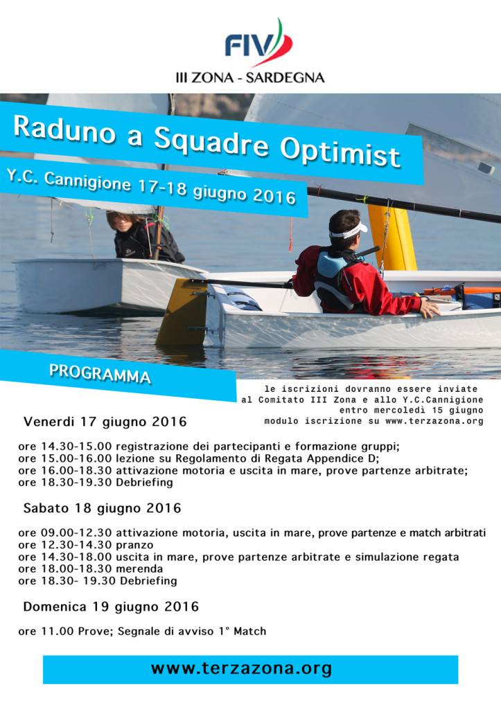 Locandina Raduno a Squadre Optimist